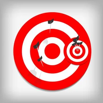 Vector : Archery target and arrows on gray background Stock Illustration