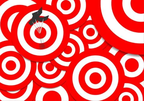 Vector : Archery target and arrows on gray background Stock Illustration