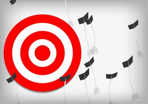 Vector : Archery target and arrows on gray background Stock Illustration