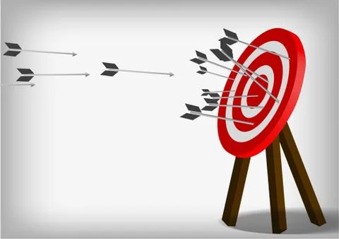 Vector : Archery target and arrows on gray background Stock Illustration