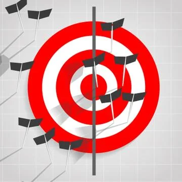 Vector : Archery target with arrows on gray background Stock Illustration