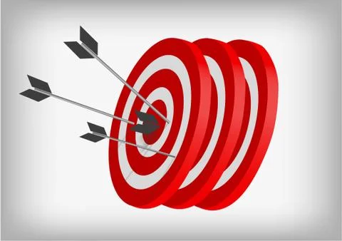 Vector : Archery targets and arrows on gray background Stock Illustration
