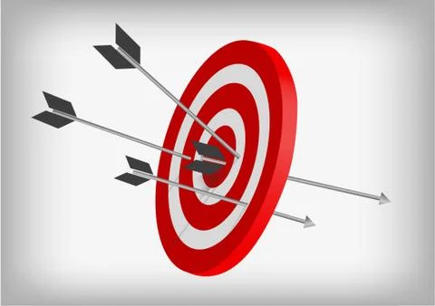 Vector : Archery targets and arrows on gray background Stock Illustration