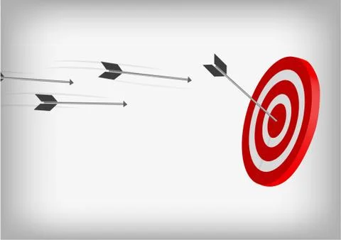 Vector : Archery targets and arrows on gray background Stock Illustration