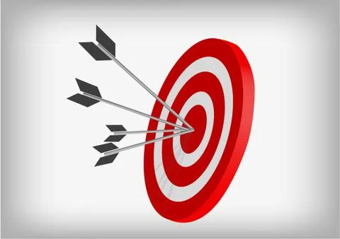 Vector : Archery targets and arrows on gray background Stock Illustration
