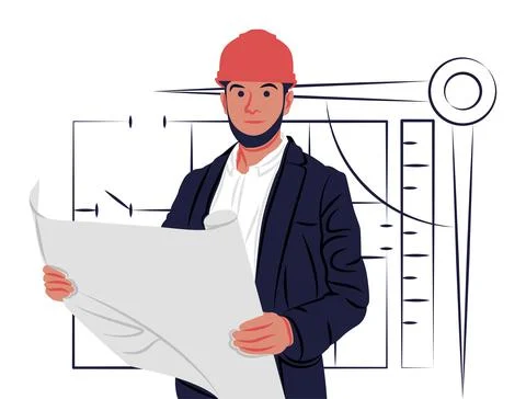 Vector architect in shadow of sharp lines style Stock Illustration