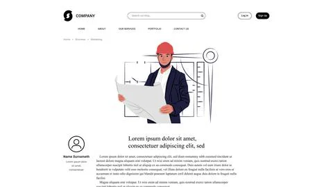 Vector architect in shadow of sharp lines style . Editable illustration Stock Illustration