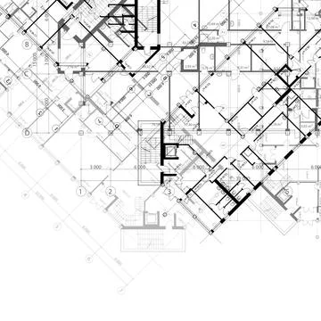Vector architectural black and white background Stock Illustration