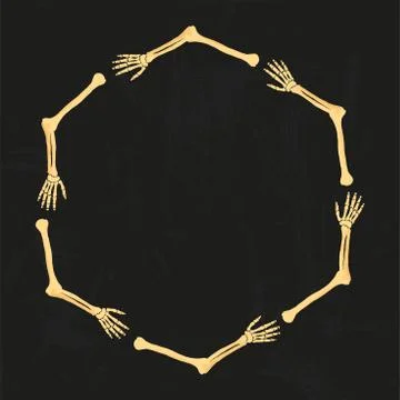 Vector arm bones human skeleton frame isolated on black grunge background. For Stock Illustration