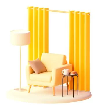 Vector armchair with side table and draperies Stock Illustration