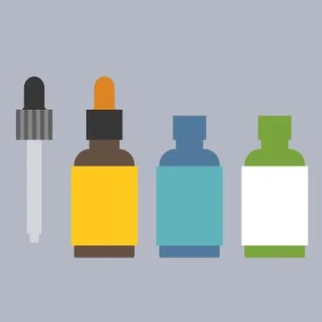 Vector aroma oil bottle set icons,flat design Stock Illustration