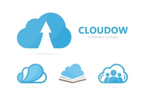 Vector of arrow up and cloud logo combination. Growth and storage symbol or icon イラスト素材