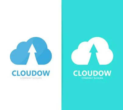 Vector of arrow up and cloud logo combination. Growth and storage symbol or icon Stock Illustration