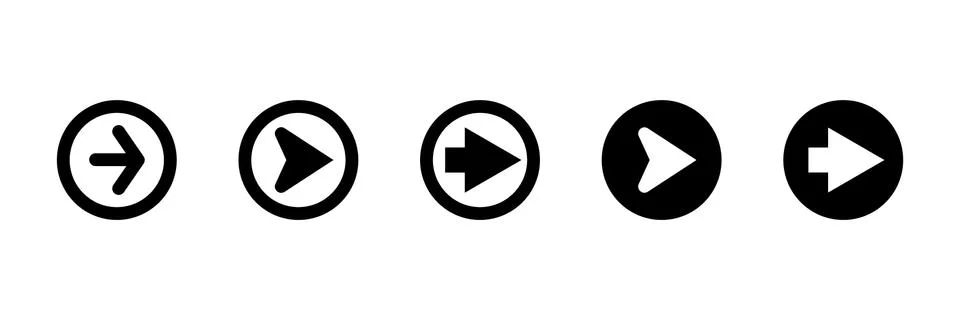 Vector arrow buttons in round shape. Stock Illustration