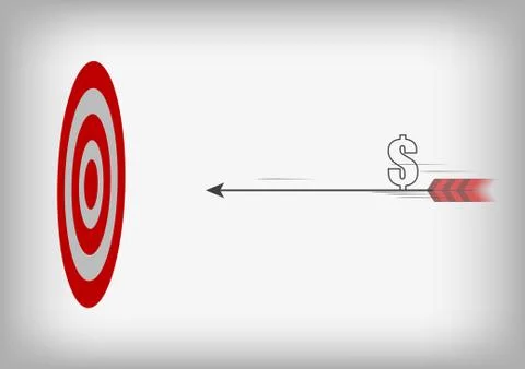 Vector : Arrow with dollar symbol and archery target on gray background Stock Illustration