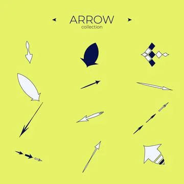 Vector Arrow Icons. Collection in color. With elegant style. Curly and wave Stock Illustration