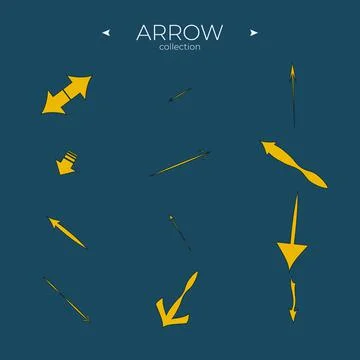 Vector Arrow Icons. Colorful comic arrow. Abstract minimalistic patterns. Curly Stock Illustration