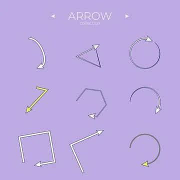 Vector Arrow Icons. Colorful comic arrow. Abstract minimalistic patterns. For Stock Illustration
