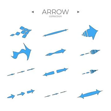 Vector Arrow Icons. Colorful comic arrow. Arrow logo concept. Symbol set. Vector Illustrazione stock