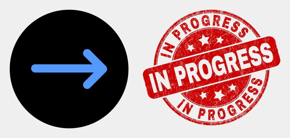 Vector Arrow Right Icon and Distress In Progress Watermark 스톡 일러스트