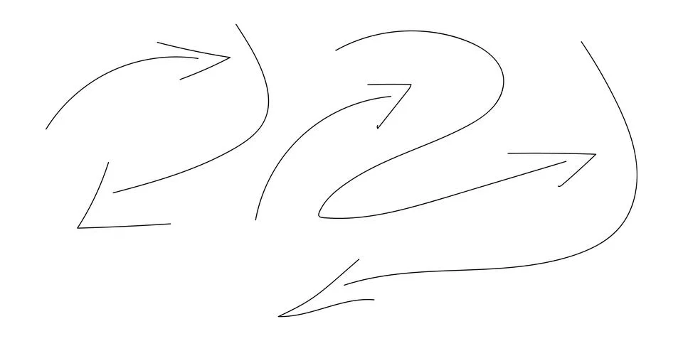 Vector arrow  set 5, hand draw sketch, isolated on white Stock Illustration