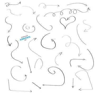 Vector arrow set hand draw. Infographic elements isolated on background Illustrazione stock