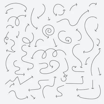 Vector arrow set hand draw. Hand drawn abstract Vector set. Freehand colorful 스톡 일러스트