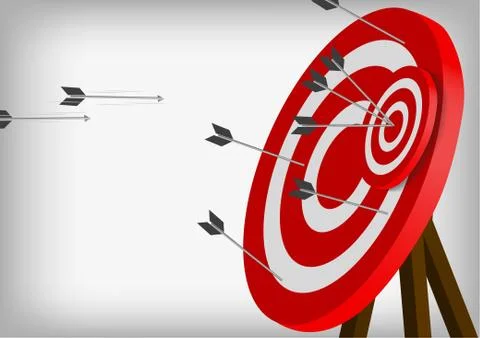 Vector : Arrows and archery targets on gray background Stock Illustration
