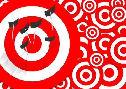 Vector : Arrows and archery targets on gray background Stock Illustration