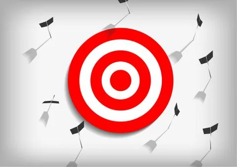 Vector : Arrows and missed archery target on gray background Stock Illustration