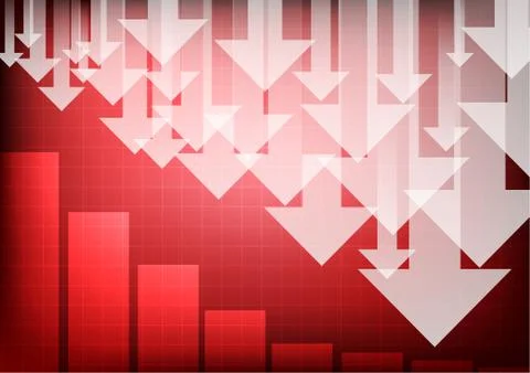 Vector : Arrows with decreasing business graph Stock Illustration