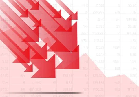 Vector : Arrows with decreasing business graph Stock Illustration
