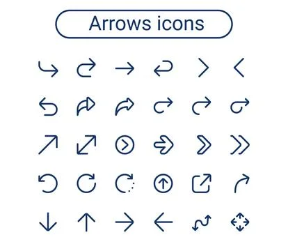 Vector Arrows Icon Set. Mini arrow outline icons set. Stock Illustration