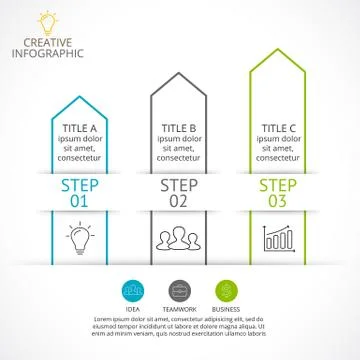 Vector up arrows linear infographic, diagram stairs chart, graph presentation Illustrazione stock