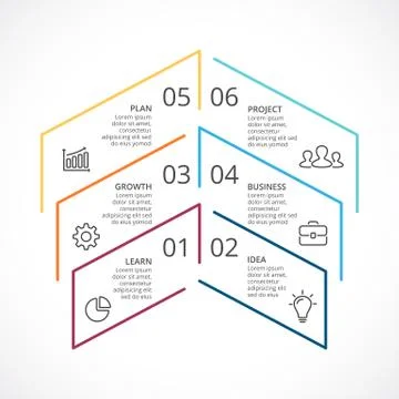 Vector up arrows linear infographic, diagram chart, graph presentation. Business Stock Illustration