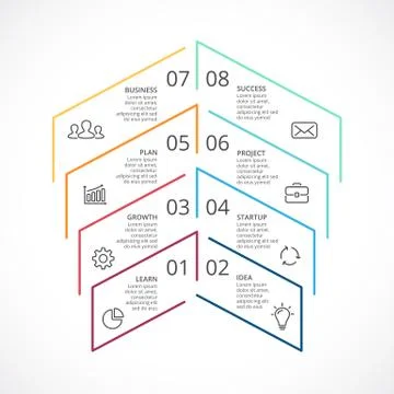 Vector up arrows linear infographic, diagram chart, graph presentation. Business Stock Illustration