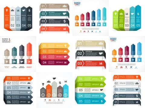 Vector arrows lines infographics set. Template for diagram, graph, presentation Stock Illustration