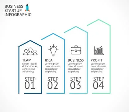 Vector arrows minimal infographic, flat diagram, linear graph, presentation Stock Illustration