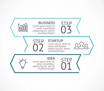 Vector arrows minimal infographic, flat diagram, linear graph, presentation Stock Illustration
