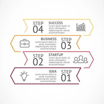 Vector arrows minimal infographic, flat diagram, linear graph, presentation Stock Illustration