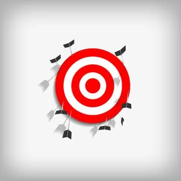 Vector : Arrows with miss archery target on gray background Stock Illustration