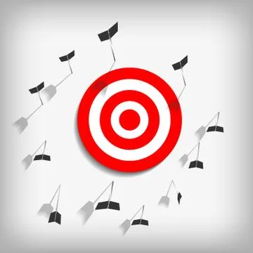 Vector : Arrows with miss archery target on gray background Stock Illustration