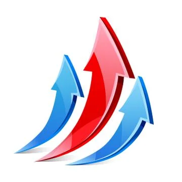 Vector arrows red blue up growth sharply Illustrazione stock