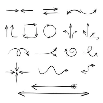 Vector arrows set, sketched style Stock Illustration