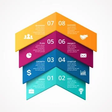 Vector arrows up success infographic. Template for growth diagram, graph Stock Illustration