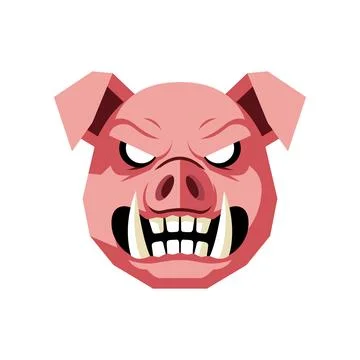 Vector art of angry pig face on white background Stock Illustration