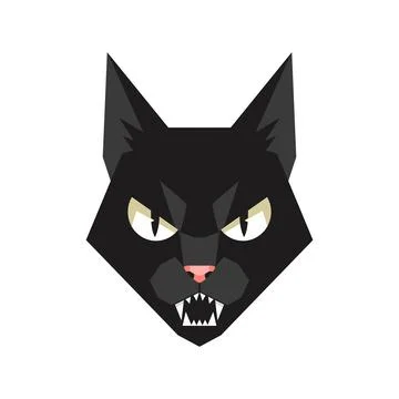 Vector art of black cat face on white background Stock Illustration