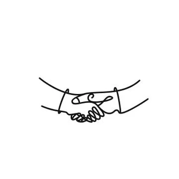 Vector art drawing of shaking hands of two male people. Stock Illustration