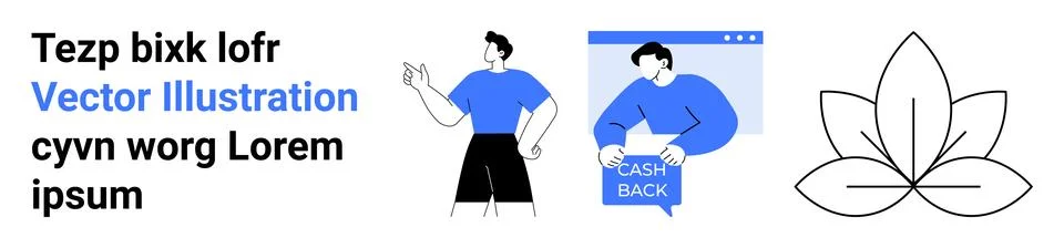 Vector Art featuring Casual Character, Cashback, and Abstract Lotus elements Illustrazione stock