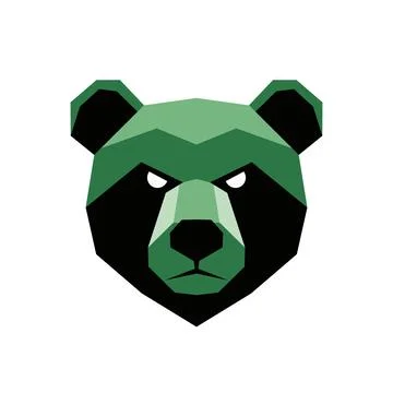 Vector art of geometric bear head on white background Stock Illustration